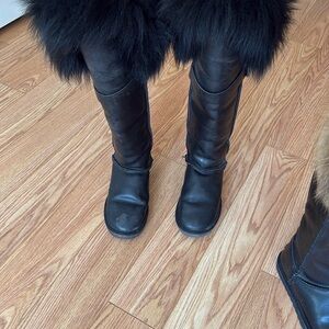 Women's Black Fur-Trimmed Boots
